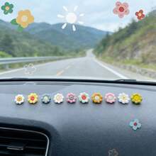 10pcs Of Cute Small Flower Car Decorations And Ornaments On The Window Edge Of The Center Console - A - View 9