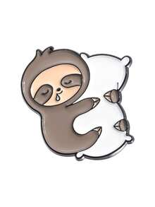 1 Pc/5pcs Cute Assorted Sloth Pattern Brooch, Fashion Clothing Accessory Badge, Bag Lapel Pin, Gift For Friends - Multicolor - View 9