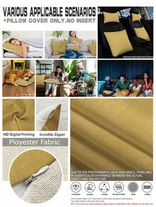 4pcs,Geometric Pattern,Home Decor,Gift,Hypoallergenic Polyester Fiber Material,Hidden Zipper,No Filling,Suitable For Home Decor,Living Room Decor,Pillowcase,Cushion Cover,Sofa Decorative Cushion,Mat Cover,Soft Cushion. - Butter Yellow - View 10