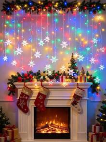 1 buah Lampu Tirai Kepingan Salju Natal, Lampu String LED Putih Hangat/RGB, Bertenaga USB dengan 8 Mode, Strip Lampu Dekoratif dengan Kontrol Tombol, Cocok untuk Jendela, Kamar Tidur, Pesta, Natal, Dekorasi Musim Dingin, Lampu Gantung Hari Raya - MultiWarna - View 7