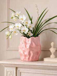 1pc Pleated Wavy Texture Planter, Multi-Color Options, Nordic Minimalist Style, Suitable For Windowsill, Desktop, Living Room, Balcony, Bedroom, Indoor Green Plant Home Decor Flower Pot - 1pc - View 12