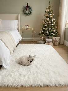 1pc Fluffy Carpet, Christmas, Home Decor, Room Decor, Christmas Home Decor, Autumn Home Decor, Home Supplies, Doormat, Living Room Rug, Kitchen Mat, Kitchen Decor, Bedroom Decor, Bathroom Decor, Bathroom Mat, Easy To Clean - White - View 6