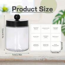 2/3/6pcs Cotton Swab Storage Box, Country Style Decor, Suitable For Cleaning Swabs, Cotton Balls, Cotton Pads, Dental Floss - Transparent Plastic Apothecary Jar, Bathroom Storage Canister, Vanity Makeup Organizer - Multicolor - View 6
