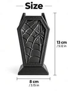 1pc Gothic Coffin Pen Holder, Spider Web Design, Black Desktop Stationery Storage Box, Suitable For Pens, Pencils And Markers, Halloween Office Desk Decor, Unique Home, School And Workspace Storage Cup - Gothic - View 7