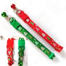 1pc New Christmas Collar, Random Color, Christmas Cat Collar With Bell, Adjustable Christmas Pattern Pet Collar, Suitable For Kittens And Puppies, Red/Green Random - Multicolor - View 9