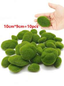 10pcs 3 Sizes Artificial Moss Stone Decor, Green Moss Balls, Moss Stones, Green Moss Covered Rocks, Faux Moss Decoration For Floral Arrangements, Fairy Gardens And DIY Crafts - A - View 11