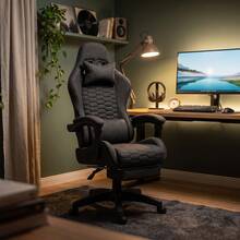 Swivel Gaming And Office Chair – Bucket-Style Seat With Footrest, Adjustable Backrest, Lumbar Pillow, And Headrest; Ergonomic Computer Chair For Gaming, Work, Study, And Relaxation (Supports Up To 140 Kg). - Black - View 6