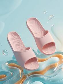 Women's Non-Slip Open Toe Soft Sole Bathroom Slippers, Lightweight Durable Home Indoor Outdoor Casual Slippers For Shower And Daily Wear - Pink - View 2