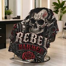 1pc Skull Rose Print Barber Cape, Gothic Personalized Hair Styling Costume, Dual-Use For Barber Shop And Home Haircutting - Multicolor - View 1
