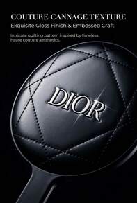 Dior Cannage Handheld Makeup Mirror, Classic Quilted Pattern, Star Charm Pendant, Luxury Hand Mirror For Daily Makeup & Gift - Black - View 4