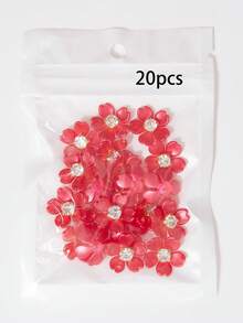 Pack Of 20/50/100 Pieces: 15mm Red Flower-Shaped Sparkling Crystal Rhinestones-DIY Flat-Back, Non-Hotfix Decorative Embellishments Suitable For Clothing, Bags, And Footwear (Requires Glue For Application). - Bauhinia - View 9