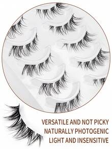 5 Pairs Natural Fluffy False Lashes 3D Wispy Clear Band Strip Cat Eye Style Curled Extension Grooming Makeup Tools For Women Daily Wear - View 2