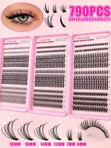 CMAYOME 790PC High-Capacity, Tri-Fold Portable Eyelash Kit, C-Curl, Spiked False Eyelashes, Available In Lengths From 6–18 Mm. The Set Includes Glue, Tweezers And An Eyelash Brush. Soft And Voluminous, Reusable And Beginner-Friendly.Cat Eye Lashes - Pink - View 6