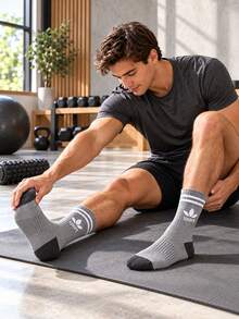 5 Pairs Random Men Stripe Crew Socks Sports Socks Outdoor Socks Cycling Socks Elastic Cuff Non Slip For School Running Daily Wear All Seasons - Multicolor - View 6