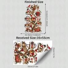 1pc/2pcs Santa Forest Animal Christmas Tree Wall Sticker, Snow Xmas Design, Removable PVC Decal, Home Holiday Decor, Kids Bedroom Nursery Decor - Multicolor - View 12