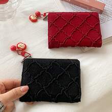 Dompet Pendek Natal Wanita dengan Gantungan Apel, Dompet Kartu Berumbai dan Berlapis, Tas Koin Multi-Slot Hadiah Malam Natal - MultiWarna - View 10