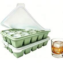 15-Cavity Square Silicone Ice Cube Tray Mold With Dust Cover And Ice Storage Box - Multicolor - View 8