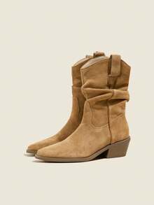 British Vintage High Heel Ankle Boots Women Autumn/Winter New Square Toe Versatile Chunky Heel Boots - Brown - View 11