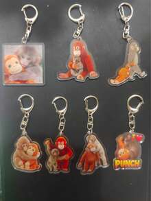 1PC Random Cute Hugging Monkey Acrylic Keychain, Double-Sided Printed Animal Key Ring, Backpack Charm Gift For Friends, Christmas Gift, Diwali Gift - A - View 9