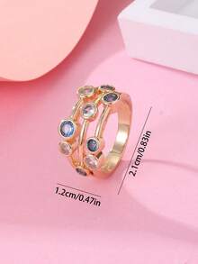 1pc Fashionable Women's Dual-Tone Gold & Silver Ring, Inlaid With Multiple Round White Cubic Zirconia, Big Dipper Constellation Design High-End Ring, Suitable For Daily & Holiday Wear, Perfect Gift Choice - Starry Sky Ring - View 6