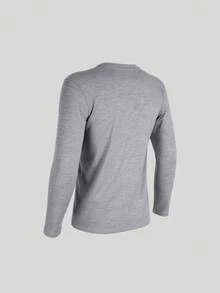 Norcotton Men's Autumn/Winter Solid Color Long Sleeve Thermal Underwear Base Layer 3pcs Set - Light Grey - View 3