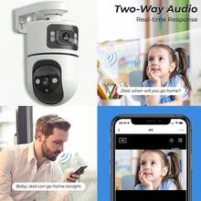 1pc/2pcs/4pcs Dual Lens Wireless Security Camera, PTZ Technology Monitoring, 2.4G WiFi, 5V Low Power Design, Full Color Night Vision, Two-Way Audio, AI Motion Detection, For Home Street Security And Monitoring, Wireless Security Camera, Property Protection, Fashion Design, High Quality Lens, Smart Monitoring, Property Monitoring, Hidden Monitoring, Night Vision Camera, Exquisite Packaging Suitable For Gifts - White - View 12