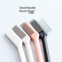 1pc Dual-Head Eyebrow Brush Powder/White/Black Makeup Brush Portable 2-In-1 Angled Spiral Eyebrow Comb Eyelash Brush Multi-Purpose Beauty Tool - Multicolor - View 2