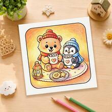 1pc Arctic Friends Winter Coloring Book, 24 Pages Single-Sided Design, Thick Lines, Includes Cute Polar Bears, Penguins, Seals, Igloos, Snow Villages And Snowmen, Winter Creative Coloring Book, Perfect Gift Choice For Christmas, New Year, Holiday Parties - Arctic Friends Coloring Book - View 6