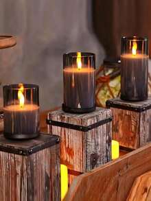 3Pcs LED Flameless Flickering Candle Lights, Warm Light Portable Romantic Flameless Candle Night Lamp, Battery Not Included, For Wedding Party Home Table Decor - Multicolor - View 3