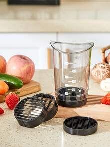 [Quick Easy Chopper] Cup Slicer | Strawberry Slicer | Egg Slicer | Salad Chopper, Quick And Easy Manual Fruit Chopper Kitchen Gadget With Slicing And Dicing Blades, Mini Dicer Chopper, Includes Three - Multicolor - View 8