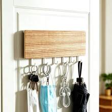 Wooden Wall Mounted Storage Rack, Minimalist Creative Magnetic Storage Box & Key Wall Hooks, Wood Hanging Hook Organizer, For Entryway Hallway, Men Women, Sundries Hanger, Home Decor Wall Storage Holder - Multicolor - View 2