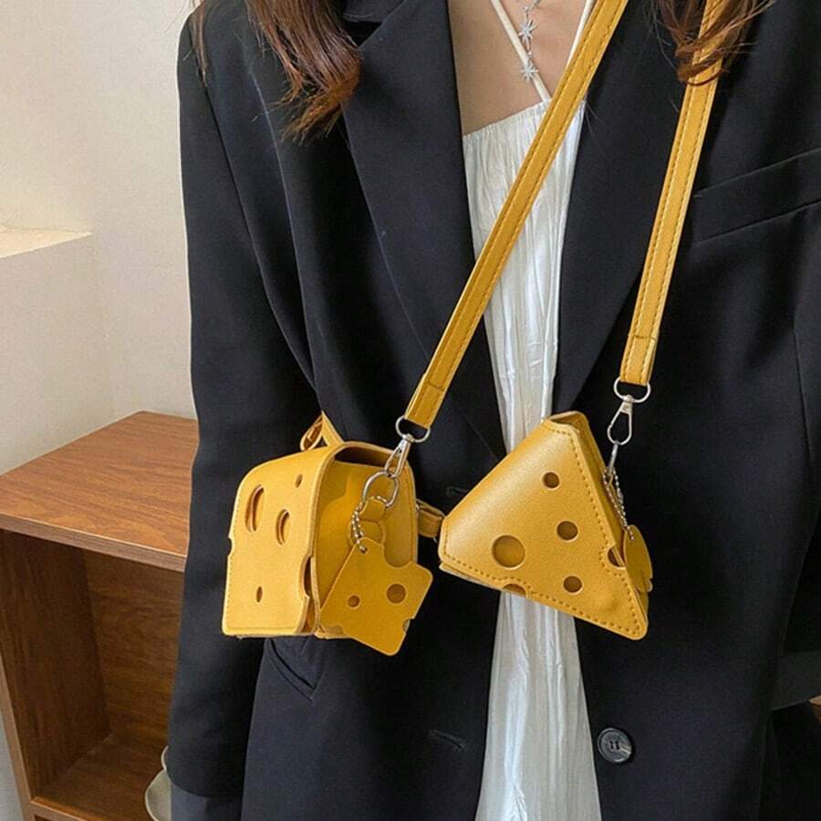108PCS-New Cute, Mini Hollow Cheese Bag, Triangle Lipstick Earphone Crossbody Bag, Small Square Coin Purse.