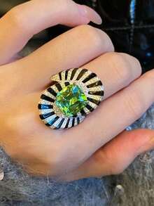 1pc Charming Cubic Zirconia Ring Women's Wedding Engagement Party Jewelry Valentine's Day Gift - 1# - View 3