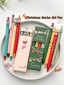 4pcs Christmas Series Neutral Pens 0.5mm Cute Cartoon Quick-Dry Pens IG Style Minimalist Fun Button Pens Christmas Gift - A - View 4