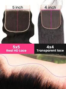 WOWANGEL 5x5 Real HD Lace Closure Body Wave Unprocessed 100% Virgin Human Hair, Free Part, Soft & Voluminous, 14-22 Inch, Pre-Plucked Pre Bleached Hairline, Natural Color Brazilian Raw Hair Extensions For Women - Natural Black - View 6