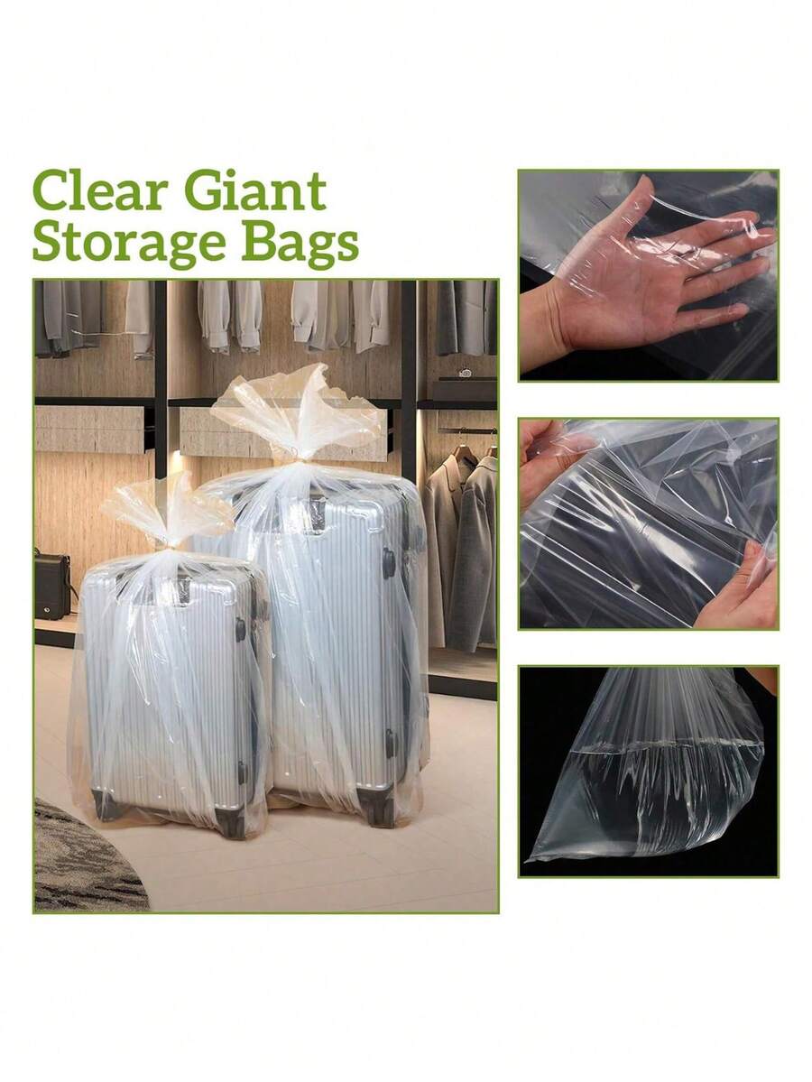 5Pcs/10Pcs Clear Giant Storage Bags Jumbo Plastic Moving Bags Flat Large Plastic Bags For Clothes Packing Suitcase Comforter Chair Kids Bike Blanket - Clear - View 1