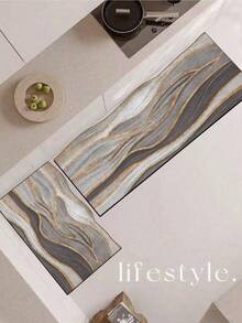 1 Pc Stripe Pattern Kitchen Mat, 3.5 Mm Soft Rubber That Is Easy To Clean. Suitable For Corridors, Bathrooms, Living Rooms, Outdoor Door Mats, And Toilets. Useable Throughout The Year And For Various Holidays. - Multicolor - View 9