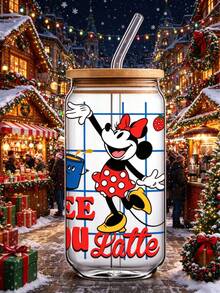 1pc Disney Minnie UV DTF Cup Sticker (Cup Not Included), Bow Minnie Pattern Decal, Waterproof Self-Adhesive Sticker, Suitable For Glass Jars Libbey Mugs, Cartoon Fan Gift - A - View 5