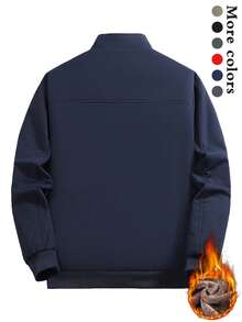 Thermal Lined Jacket, Fashionable, Warm, Casual, Suitable For Men's Daily And Outdoor Sports Wear In Autumn/Winter - Navy Blue - View 3