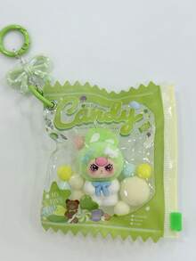 1 Bag Transparent Candy Bag 3D Flocked Rabbit Flocked Keychain Macaron Cute Bow Spring Pendant Bag Charm Portable Decorative Clip Birthday Gift Party Favor For Girls - Multicolor - View 17