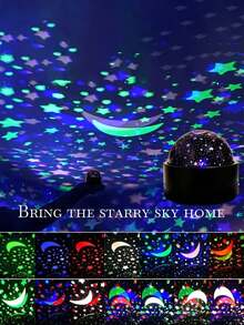 1pc Spherical Moon And Starry Night Light, USB Powered, 7 Color Modes, Romantic Galaxy Projection Icon, Starry Sky Projection Lamp, Star And Moon Pattern Projection. Plug And Play, Wide Coverage, Perfect For Home Party Decoration, Multi-Pattern Star And Moon Projection Lamp, Colorful Star And Moon Pattern Bedroom Bedside Lamp, Romantic Dreamy Small Colorful Light - Moon Projection Lamp - View 10