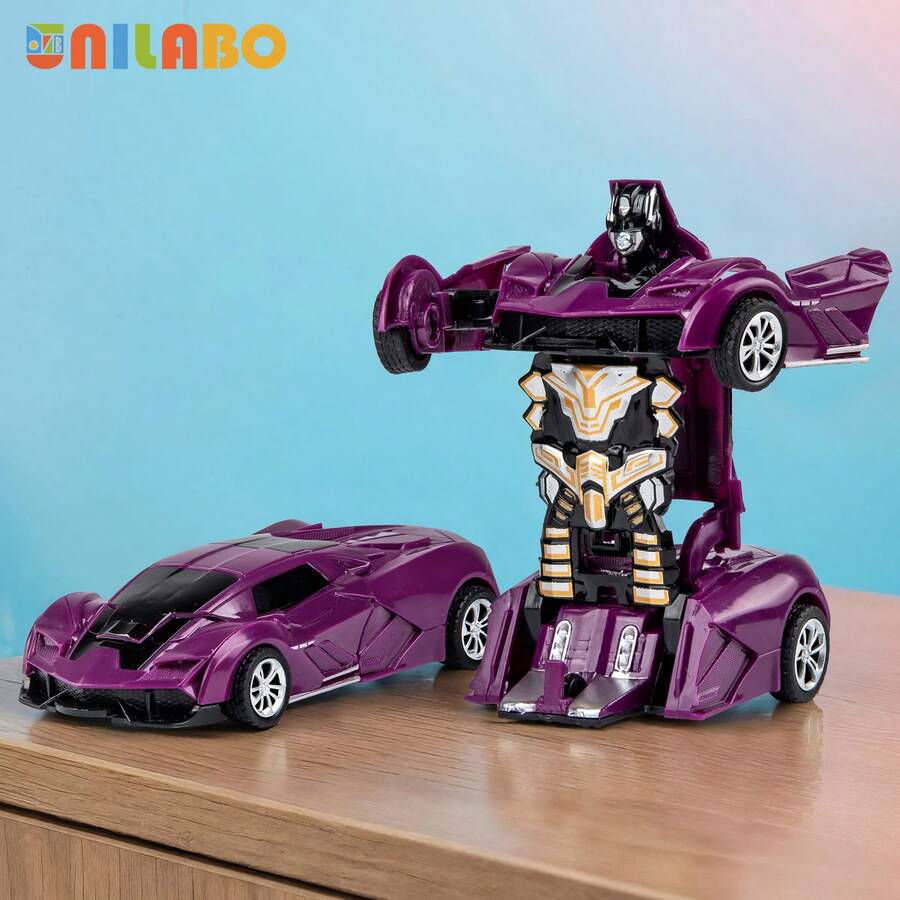 unilabo Amazing Transforming Sports Car Toy: Inertia-Driven Gliding Racing Car, 2-In-1 Robot Vehicle Auto-Transforming - Perfect Creative Gift Choice For Boys! - Multicolor - View 1