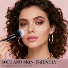 BS-MALL Soft Professional Makeup Brush Set 4 Pcs Travel-Friendly Brushes Including Foundation Brush For Liquid Makeup Powder Brush & Blush Brush Daily Use - Black - View 5