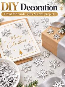 300PCS/Pack Golden Snowflake Christmas Decorations,Christmas-Themed Sequins, Glittery Party Table Setting,Handcrafted DIY Embellishments, And Scatterable Backdrop Accents For Holiday Photo Shoots.For Fireplaces, Shop Windows, Christmas Trees - Gold - View 10
