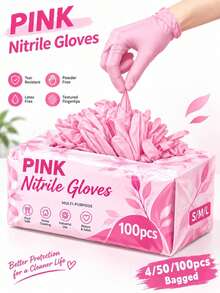 100pcs Light Purple Disposable Nitrile Gloves, Powder-Free Durable, Suitable For Home And Kitchen Cleaning, Latex-Free, Finger-Fit Textured, Suitable For Kitchen, Bathroom, Toilet, Living Room Housework, Painting, Outdoor Travel And Home Tool Use, Multi-Purpose Gloves (Bagged) 4/50/100/300Pcs - Light Purple - View 14