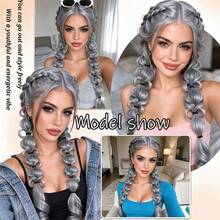 Lantern Bubble Braided Ponytail Extensions Synthetic Chunky Bubble Braid With Elastic Band Buckles Design Fake Hair Piece For Women Daily - Multicolor - View 5