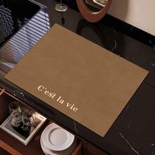 [New Thickened]Kitchen Dish Drying Mat, Table Mat, Absorbent Mat, Countertop Dish Mat, No-Wash Table Mat, Bowl & Plate Drying Mat, Thickness 3.6mm - Brown C'est La Vie - View 1