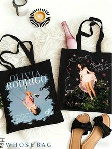 Hasbro OLivia Tote Bag, OR BAG, You Seem Pretty Sad For A Girl So In Love, Large Black Canvas Shoulder Bag For Livies Fans, SOUR Album Merchandise Drop Dead - Multicolor - View 1