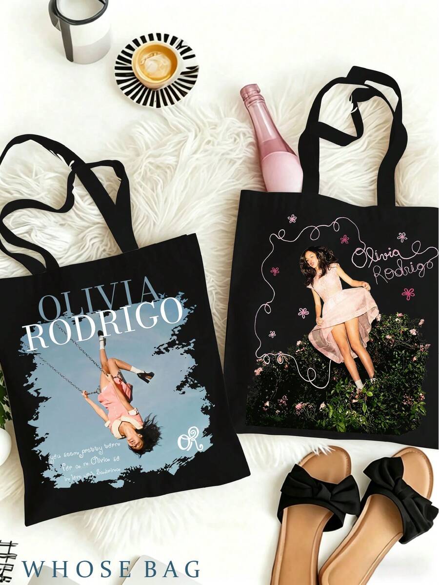 Hasbro OLivia Tote Bag, OR BAG, You Seem Pretty Sad For A Girl So In Love, Large Black Canvas Shoulder Bag For Livies Fans, SOUR Album Merchandise Drop Dead - Multicolor - View 1