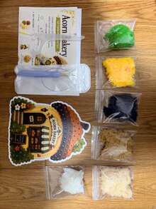 Fantasy Village 3D 聖誕布藝戳戳繡刺繡套件，免縫蘑菇屋手工套件，成人布藝戳戳繡刺繡套組，聖誕手工初學者套件，復古節日手工裝飾，成人 DIY 手工藝 - 房屋 - 查看 12